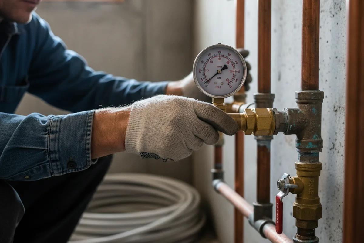 Pressure testing a repaired line during Water Line Repair in Lewisburg